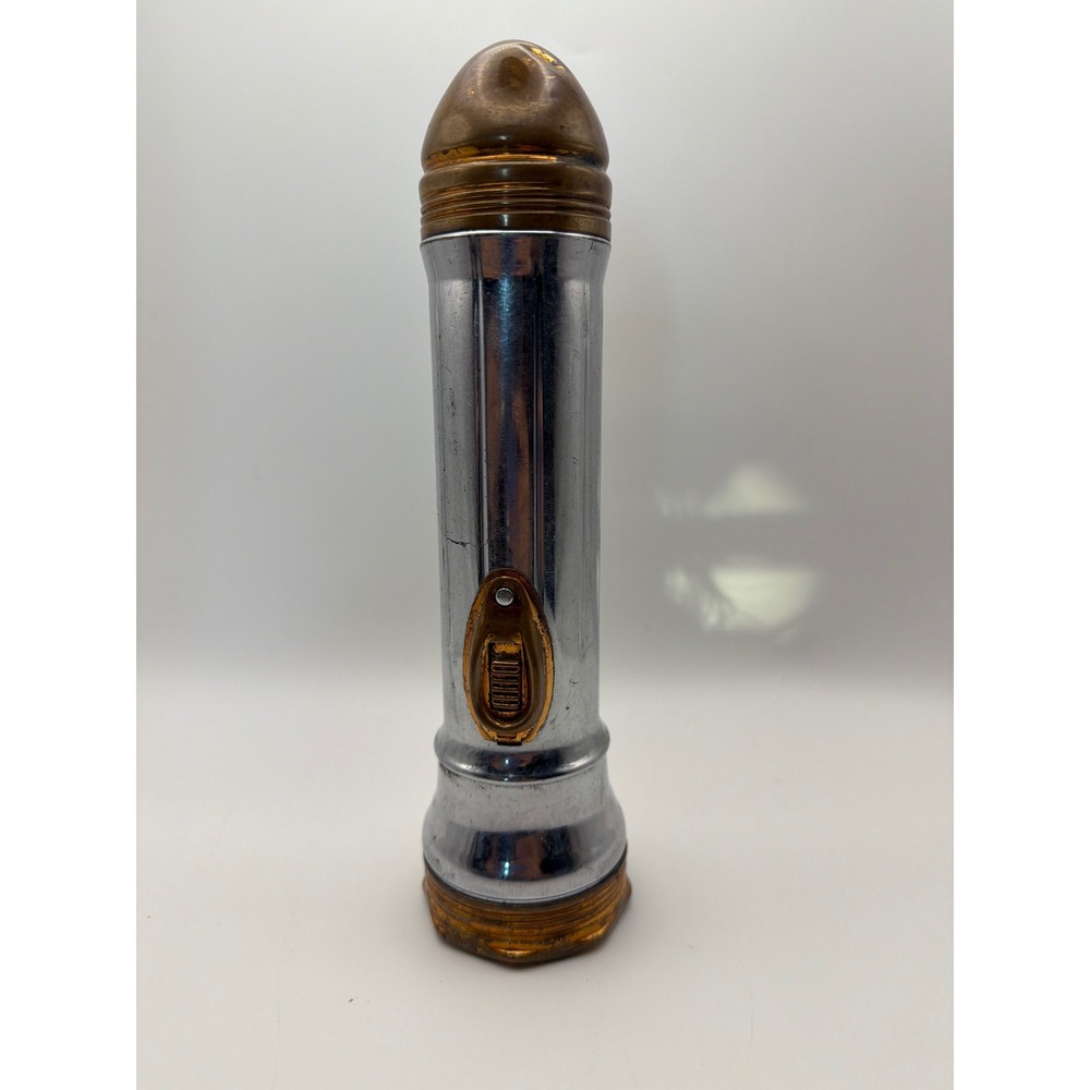 Vintage Bond Electric Corp Flashlight Case No 2424 Chrome Brass Made in USA